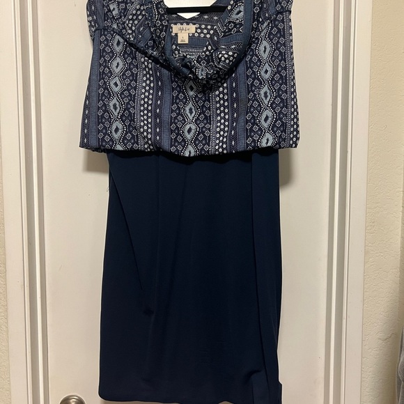 Style & Co Blue Gray Print Flare Sleeveless Dress - size L - Picture 7 of 7